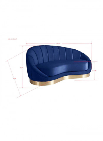 2 Seater Valenciaga Fabric Sofa Blue/Gold 200x98x84cm