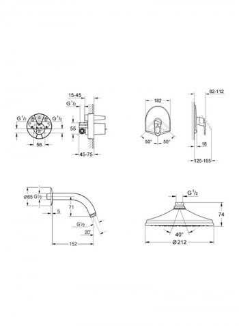 4-Piece Bathroom Fixture Shower Set Silver