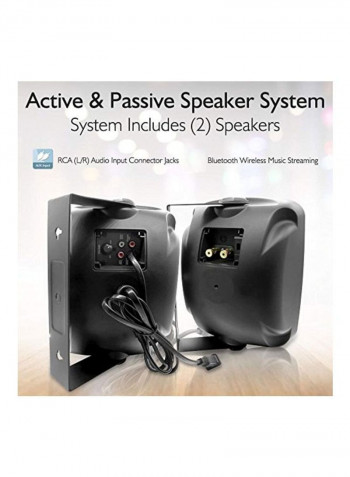 2-Piece Wall Mounted Bluetooth Speaker PDWR64BTB Black