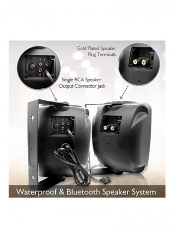 2-Piece Wall Mounted Bluetooth Speaker PDWR64BTB Black