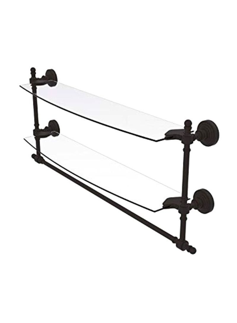 Retro Wave Collection Two Tiered Glass Shelf With Towel Bar Clear/black 24inch
