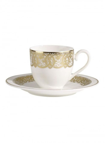 12-Piece Golden Oasis Espresso Cup And Saucer Set White/Gold