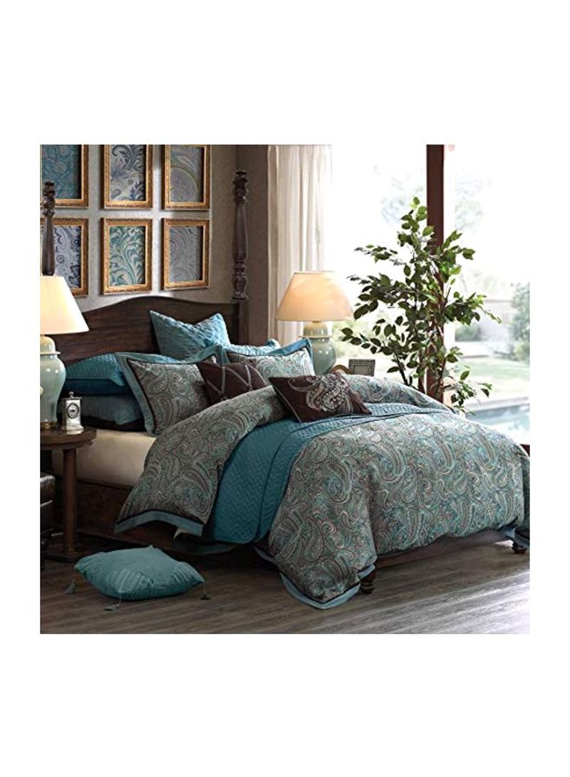 8-Piece Comforter Sets Blue/Brown Queen