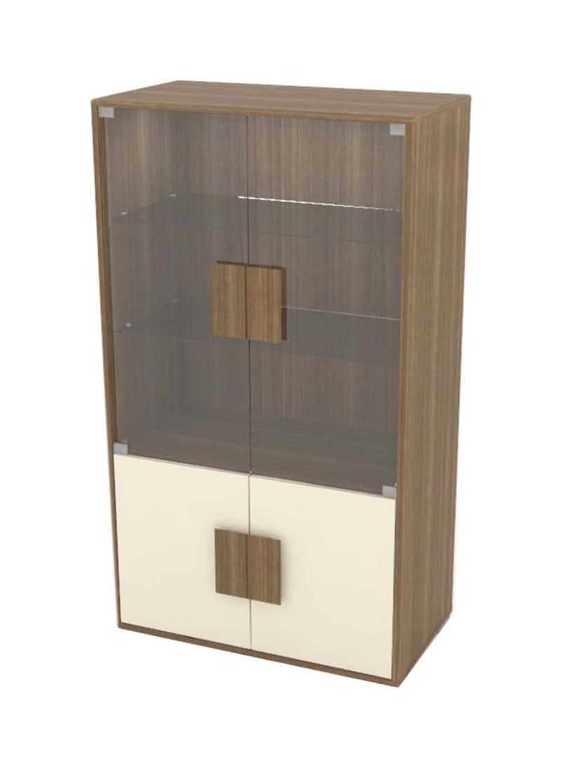 Grace Glass Door Cabinet Grey/Brown/Beige 50x45x158centimeter