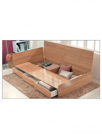 3-Drawer Storage Bed Without Mattress Beige 180 x 200centimeter