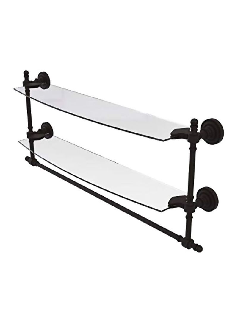 Retro Dot Collection Two Tiered Towel Bar Glass Shelf Black/Clear 24inch