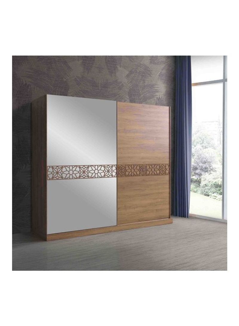 Bloomingdale Sliding Door Wardrobe With Mirror Brown/Silver 217 x 244 x 66cm