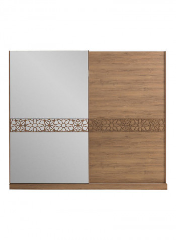 Bloomingdale Sliding Door Wardrobe With Mirror Brown/Silver 217 x 244 x 66cm