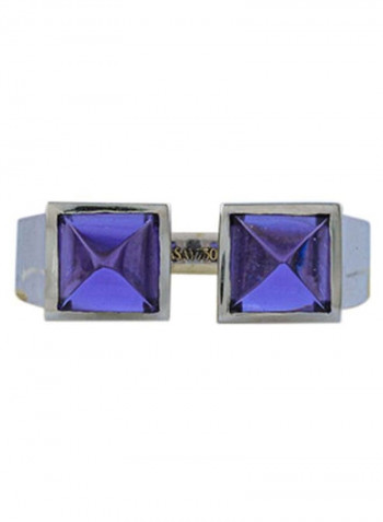 18K Amethyst Open White Gold Ring