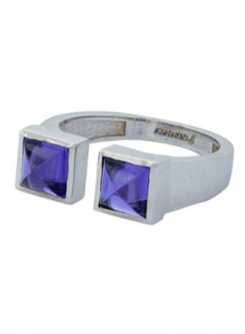 18K Amethyst Open White Gold Ring