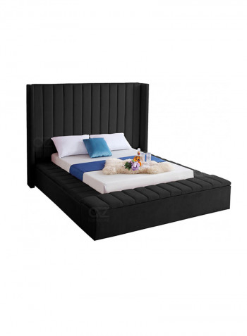 Hugo Velvet Upholsterd Queen Bed Without Mattress Black