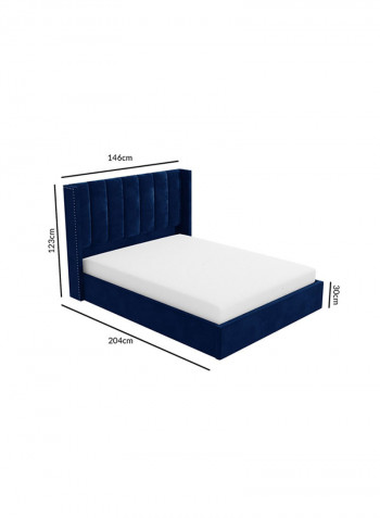Maddoo Wing Back Super King Bed Frame With Spring Mattress Blue 200x200cm