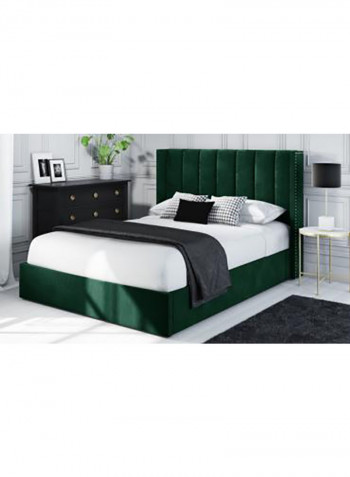 Maddoo Wing Back Super King Bed Frame With Spring Mattress Green 200x200cm