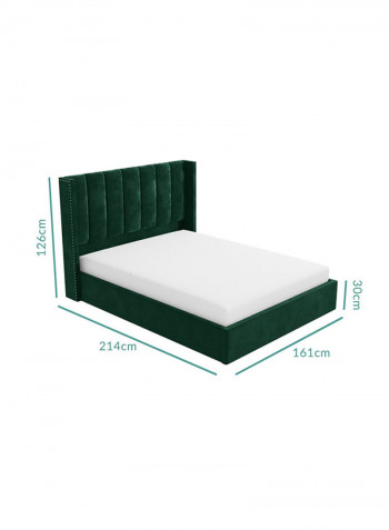 Maddoo Wing Back Super King Bed Frame With Spring Mattress Green 200x200cm