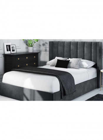 Maddoo Wing Back Super King Bed Frame With Spring Mattress Grey 200x200cm