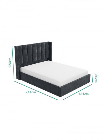 Maddoo Wing Back Super King Bed Frame With Spring Mattress Grey 200x200cm