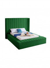 Hugo Velvet Upholsterd Queen Bed Without Mattress Multicolour
