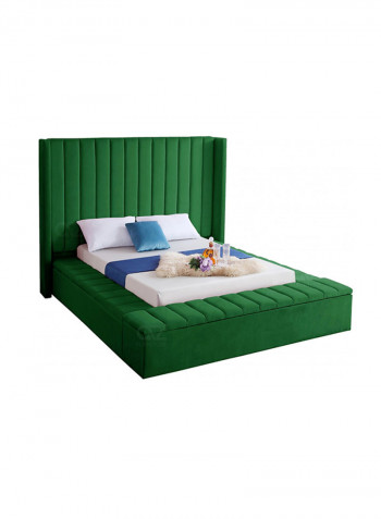 Hugo Velvet Upholsterd Queen Bed Without Mattress Multicolour