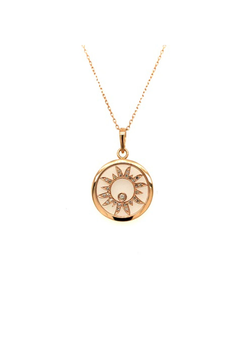 18 Karat Rose Gold Sun Diamond Pendant Necklace