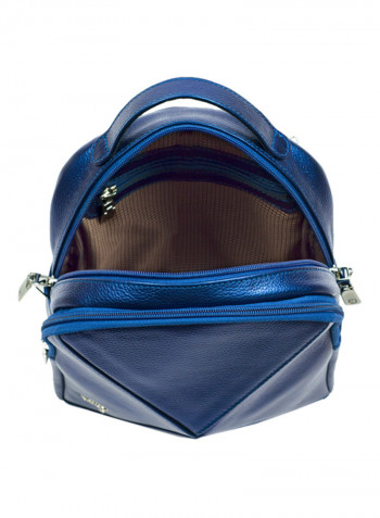 Cosset Leather Curved Backpack Blue