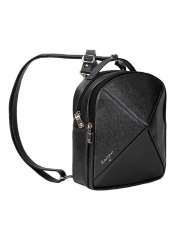 Cosset Leather Curved Backpack Charcoal