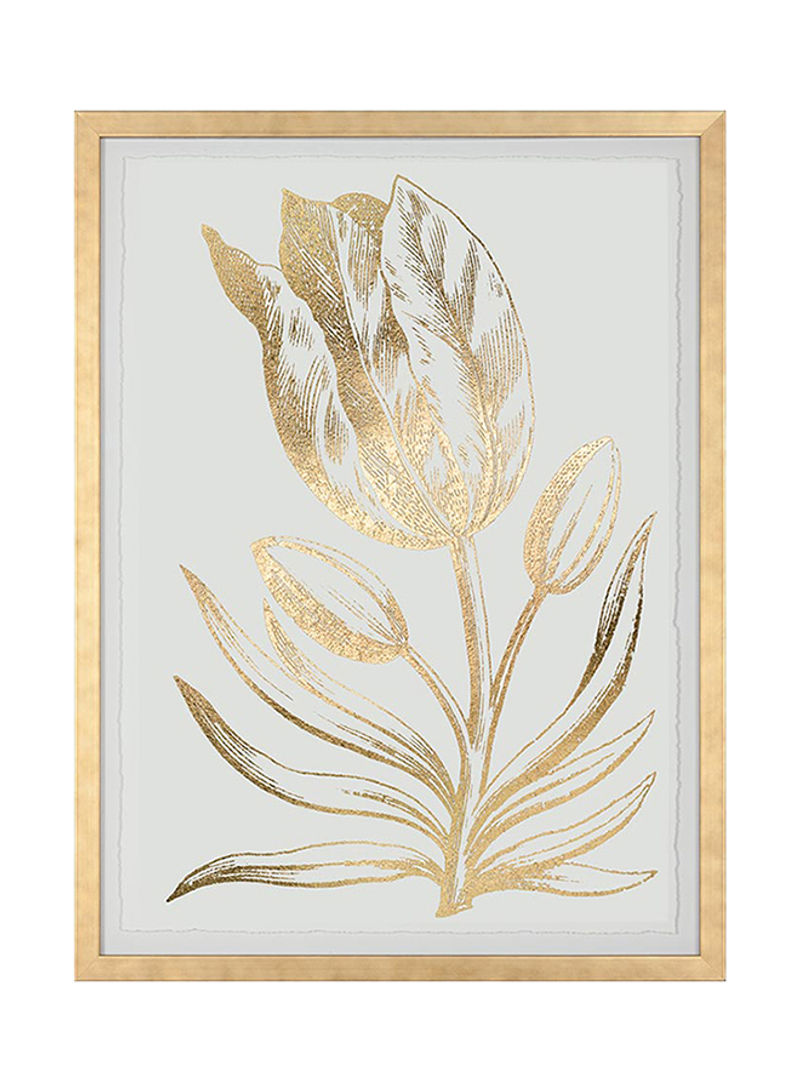 Gold Foil Floral I Wall Art Gold/White 59.69 x 80.01 x 2.54centimeter