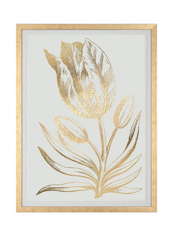 Gold Foil Floral I Wall Art Gold/White 59.69 x 80.01 x 2.54centimeter