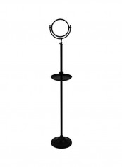 Floor Standing With 2X Magnification And Shaving Tray Make-Up Mirror Matte Black/Clear 8inch