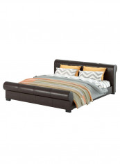 Scrolled Platform Bed With Mattress Espresso 200 x 200centimeter
