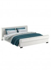 Scrolled Platform Bed With Mattress White 200 x 200centimeter