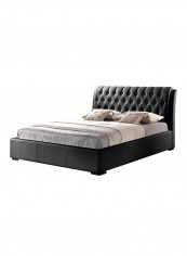 Baxton Studio Tufted Bed With Half-Medical Mattress Black/Grey King