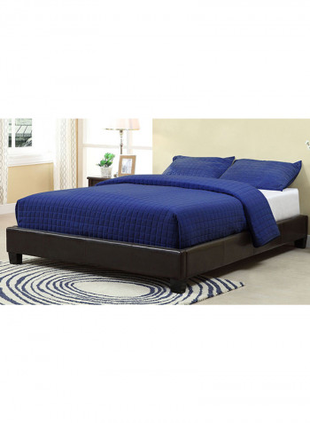 Upholstered Platform Bed With Mattress Brown/White Super King