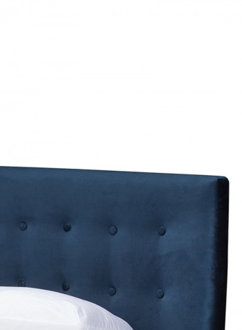Modern And Contemporary Button Tufted Platform Bed Without Mattress Blue Super King