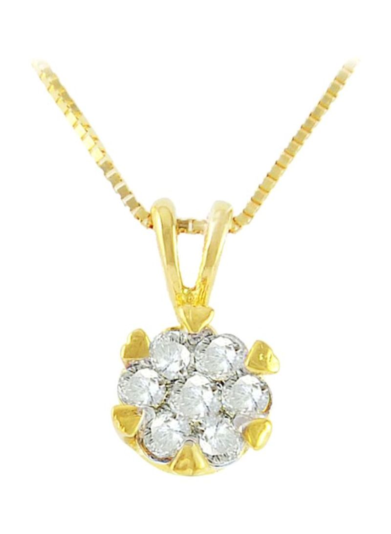 18 Karat Gold Hearts Solitaire 0.11 Ct Diamonds Necklace