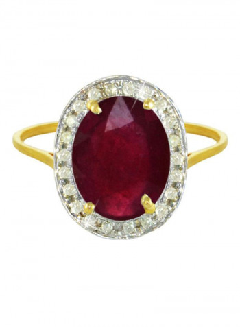 18 Karat Gold With Diamond Oval Cut Ruby Ring