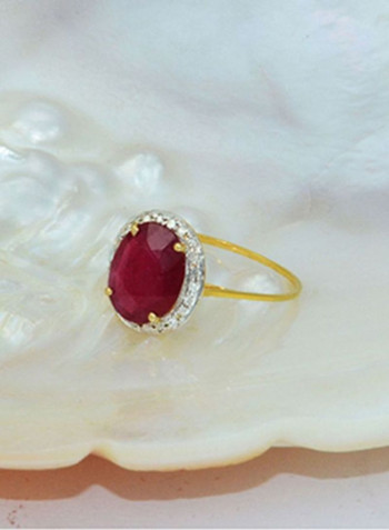 18 Karat Gold With Diamond Oval Cut Ruby Ring