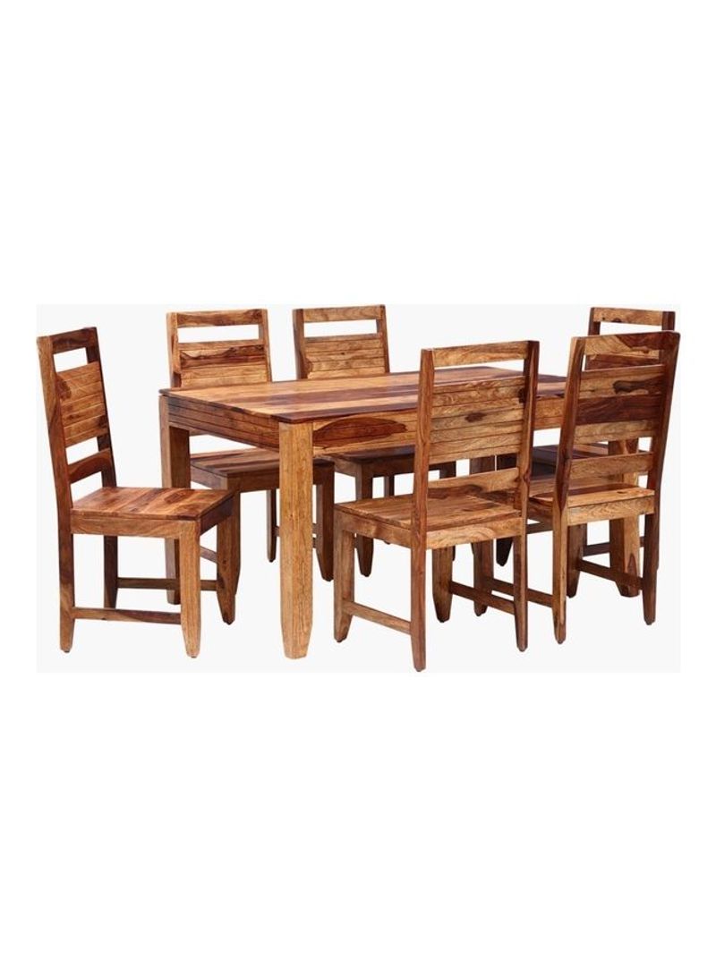 Arya 6-Seater Dining Set Beige/Brown 1x1x1cm