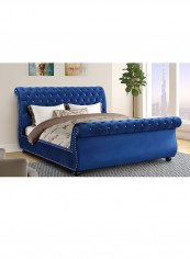 Curve Rolled Top-Tufted King Bed With Spring Mattress Set Multicolour 200x200x150cm