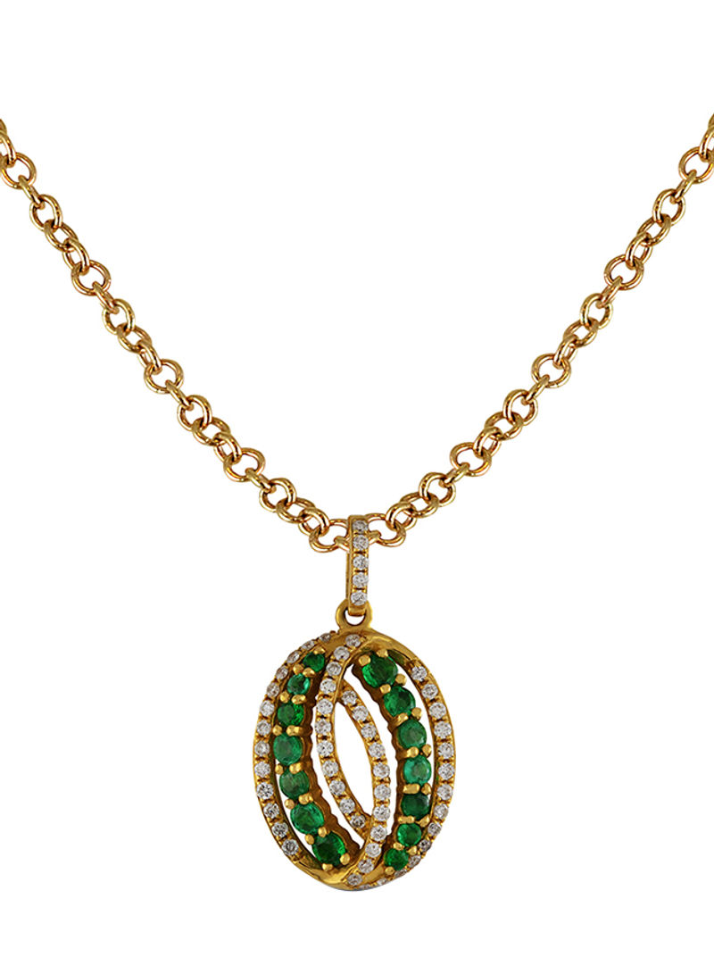 0.22 Ct Diamond and Emerald Pendant