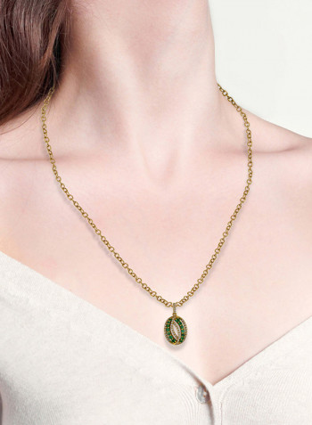 0.22 Ct Diamond and Emerald Pendant