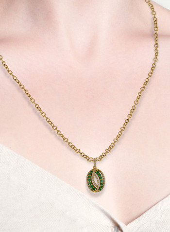 0.22 Ct Diamond and Emerald Pendant
