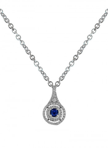 0.28 Ct Round Sapphire Diamond Pendant White Gold