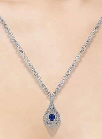 0.28 Ct Round Sapphire Diamond Pendant White Gold