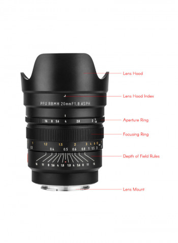 Professional Full-frame FE-20mm / F1.8 Wide Angle Lens For Sony Black