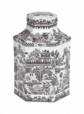 Hexagon Jar With Lid Black/White 25.4 x 39.37centimeter