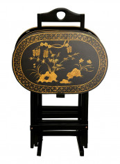 Classic Oval Shape TV Tray Table Antique Gold