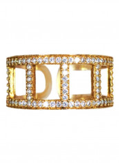 18K White Sapphire Yellow Gold Open Ring ذهب / شفاف تقييمات 18K White Sapphire Yellow Gold Open Ring ذهب / شفاف