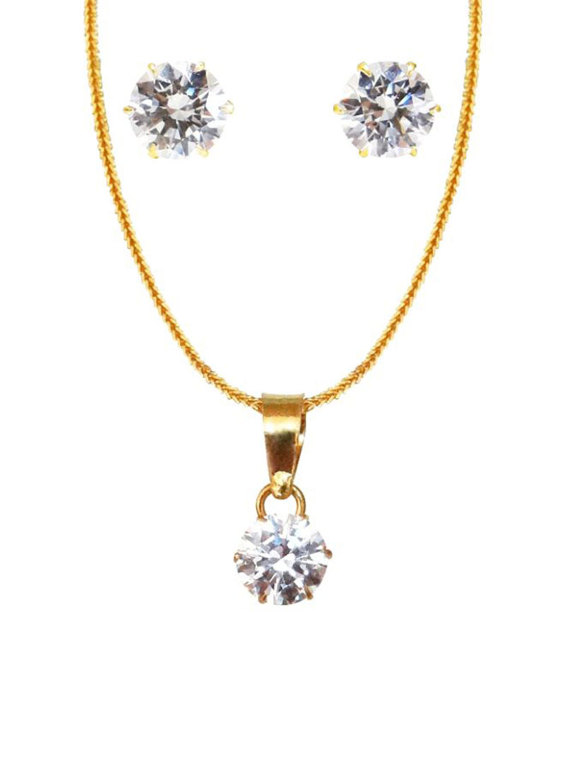 22 Karat Gold Swarovski Stone Studded Necklace Set