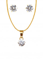 22 Karat Gold Swarovski Stone Studded Necklace Set