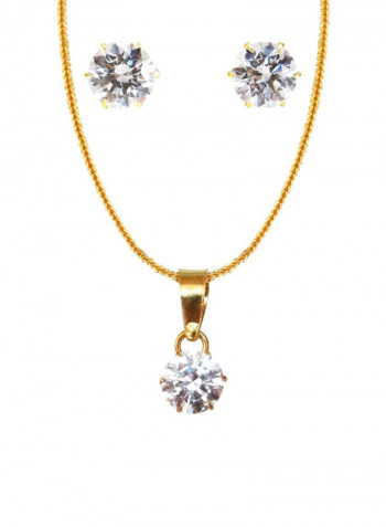 22 Karat Gold Swarovski Stone Studded Necklace Set